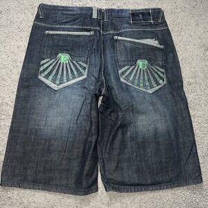 Vintage Ecko Unltd Embroidered Denim Jorts Baggy Y2K Wide Leg Men's 38